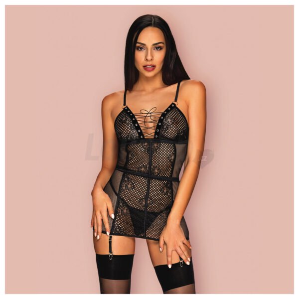 Obsessive Basitta Chemise &amp;amp;amp; Thong Black