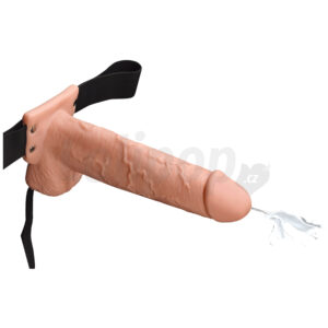 Fetish Fantasy 9&amp;amp;quot; Hollow Squirting Strap-On with Balls Flesh