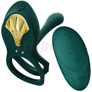 Zalo Bayek Smart vibrátor pro páry s erekčním kroužkem smaragdově zlatý
