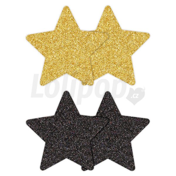 Nálepky na bradavky hvězdy černé a zlaté 4 ks
