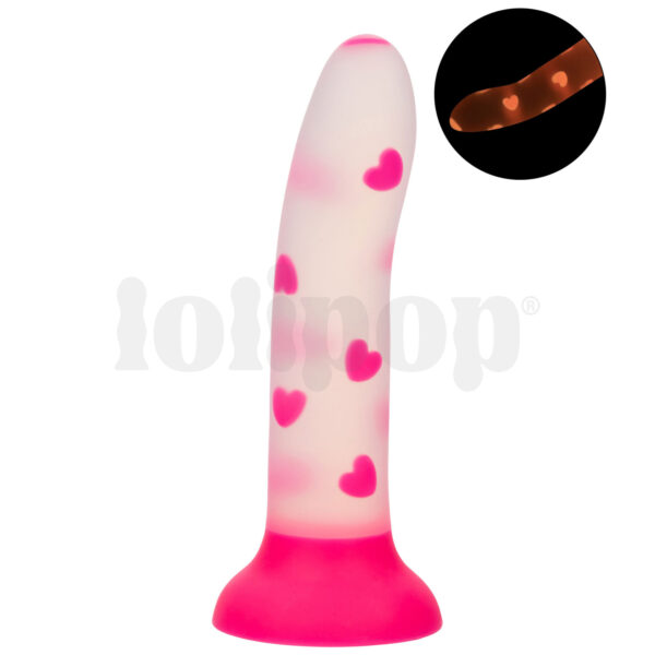 Glow In The Dark Stick Heart Dildo svítící ve tmě se srdíčky