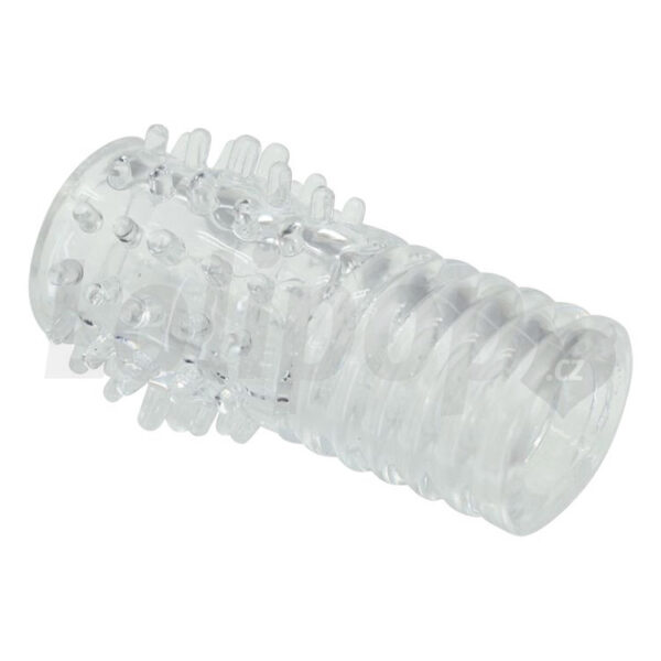 Silnostěnný oboustranný návlek na penis s výstupky průhledný