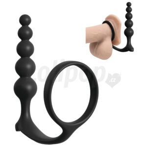 Ass&amp;#45;gasm kroužek na penis s análním kuličkovým kolíkem