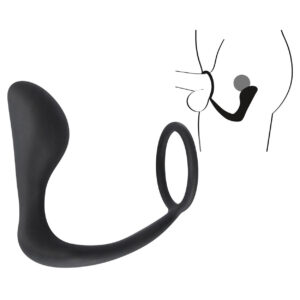 Black Velvets kroužek na penis s análním kolíkem na prostatu