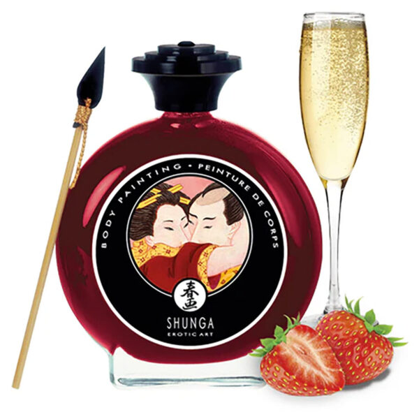 Čokoláda na sex – malování na tělo jahoda a šampaňské 100 ml