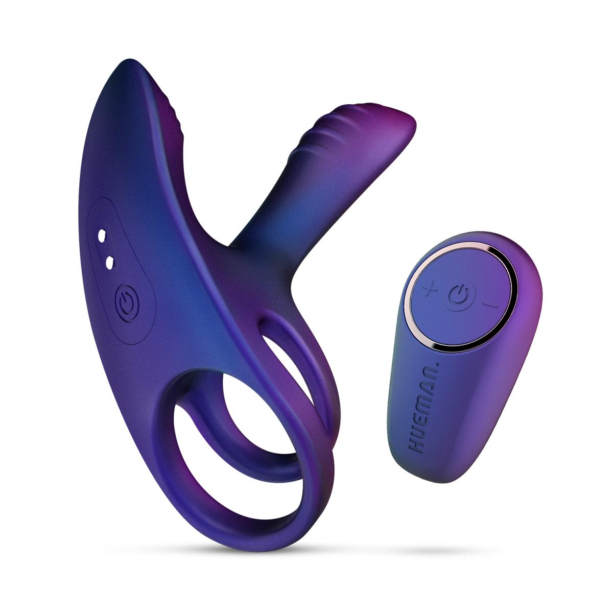 Kroužek na penis HUEMAN Infinity Ignite Vibrating Cock Ring modrý