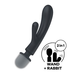 Masážní hlavice a vibrátor 2v1 SATISFYER Triple Lover šedá