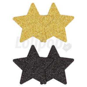 Nálepky na bradavky hvězdy černé a zlaté 4 ks