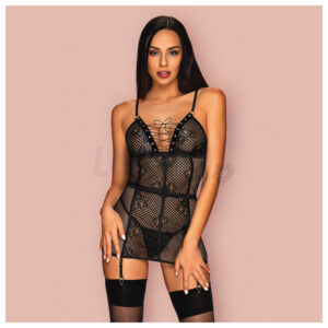 Obsessive Basitta Chemise & Thong Black