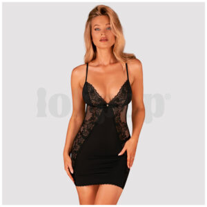 Obsessive Maderris Chemise & Thong Black