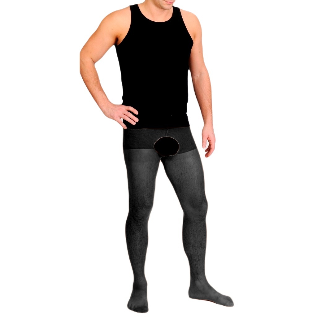 Punčocháče s otvorem PÁNSKÉ černé vel. 190