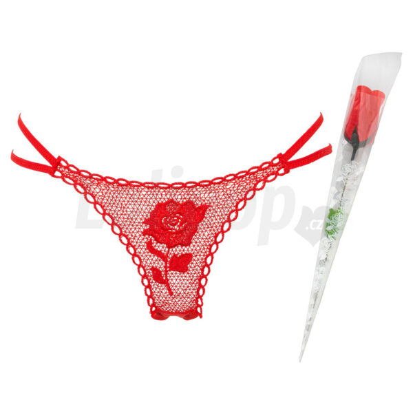 Romantická růže &amp;#45; červené tanga kalhotky