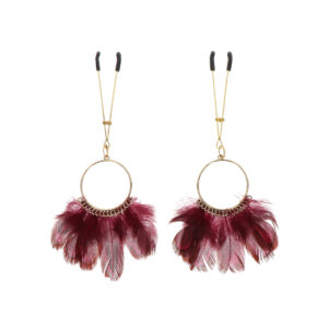 Skřipce na bradavky TABOOM NIPPLE PLAY s peřím zlaté