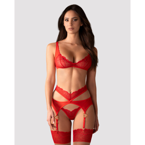 Souprava Obsessive Cupide Desir 3 PC Set červená S-M