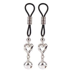 Stahovací svorky na bradavky s rolničkou a srdíčkem