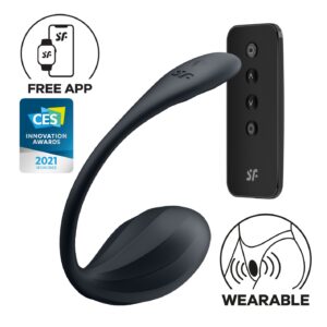 Vibrační vajíčko SATISFYER Ribbed Petal Connect App černé