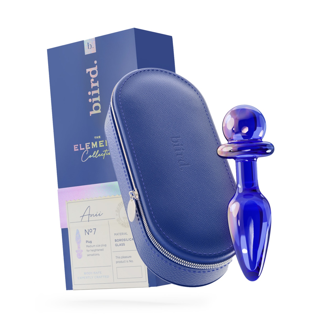 Anální kolík Biird Anii skleněný modrý