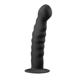 Dildo anální EasyToys Ribbed Dong s přísavkou černé