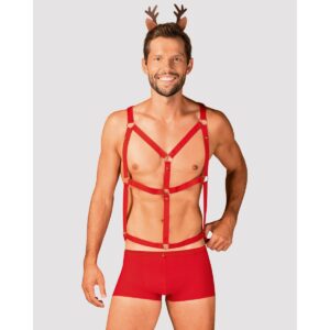 Kostým vánoční Obsessive Mr. Reindy červený S-M