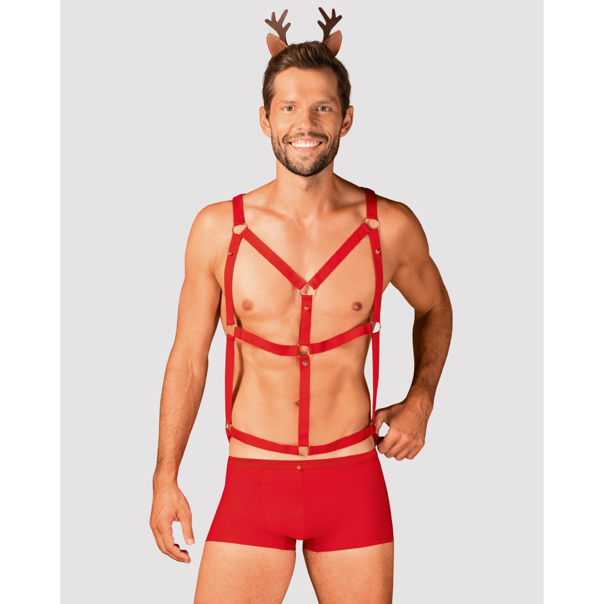 Kostým vánoční Obsessive Mr. Reindy červený S-M