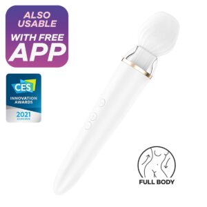 Masážní hlavice a vibrátor 2v1 SATISFYER DOUBLE WAND-ER bílá