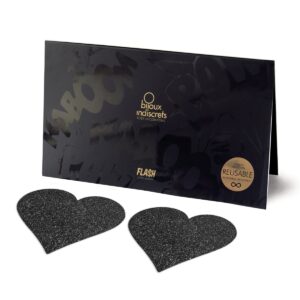 Nálepky na bradavky BIJOUX INDISCRETS FLASH HEART černé