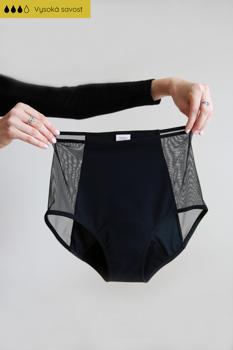 SAYU Menstruační kalhotky Černé s transparentními boky velikost 38