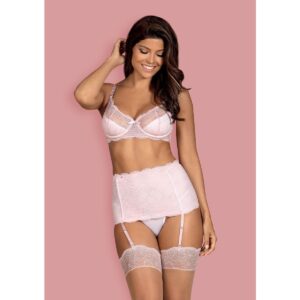 Souprava Obsessive GIRLLY SET růžovo-bílý S-M