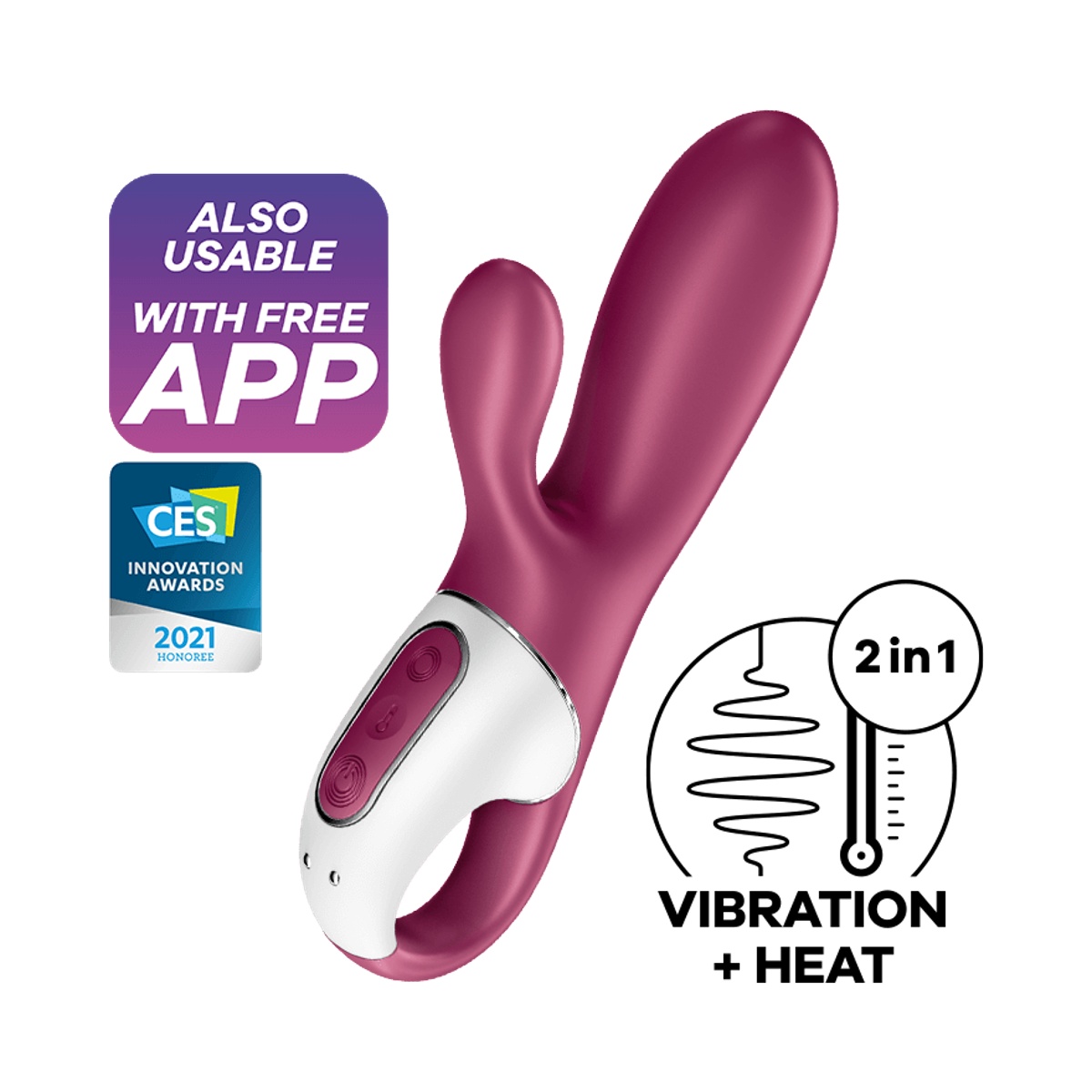 Vibrátor SATISFYER HOT BUNNY Connect App vínový