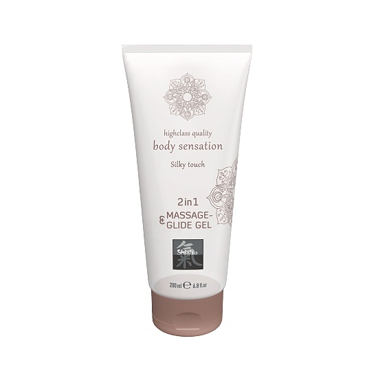 Masážní a lubrikační gel 2v1 HOT Shiatsu Silky touch 200 ml