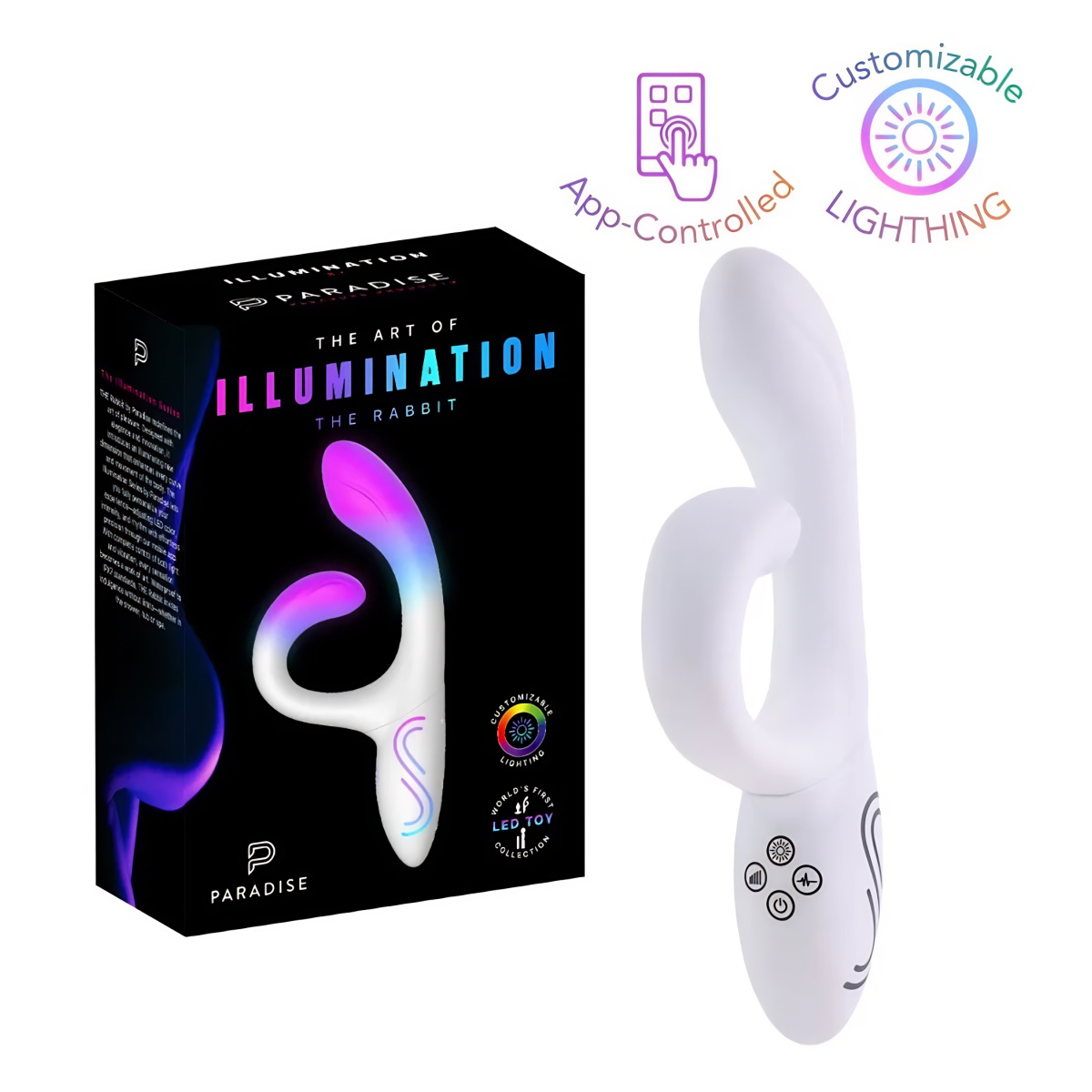 Vibrátor PARADISE PLEASURE PRODUCTS Illumination The Rabbit bílý
